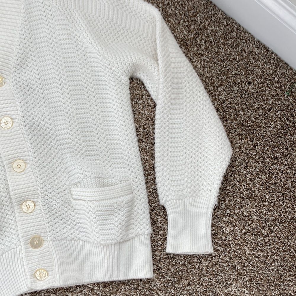 Vintage Orlon Campus Cream Cardigan Knit Pocket Sweater - Picture 14 of 15